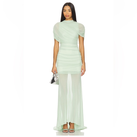 Amanda Uprichard Evianna Gown in Pistachio. - Picture 2 of 7